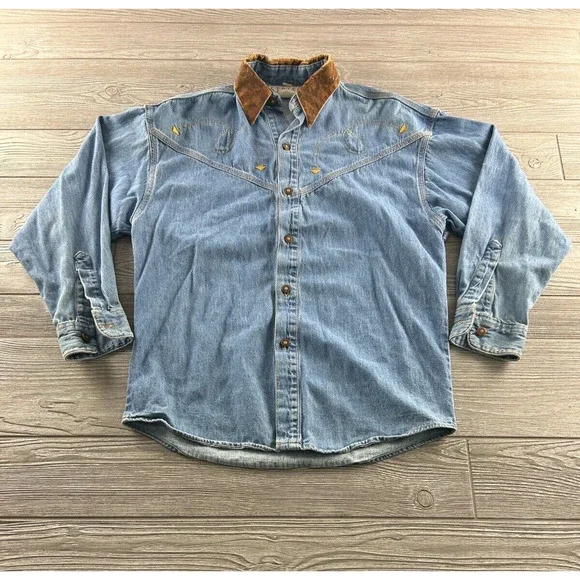 Stetson | Tops | Stetson Denim Embroidered Long Sleeve Shirt 0 Cotton Size  Small | Poshmark